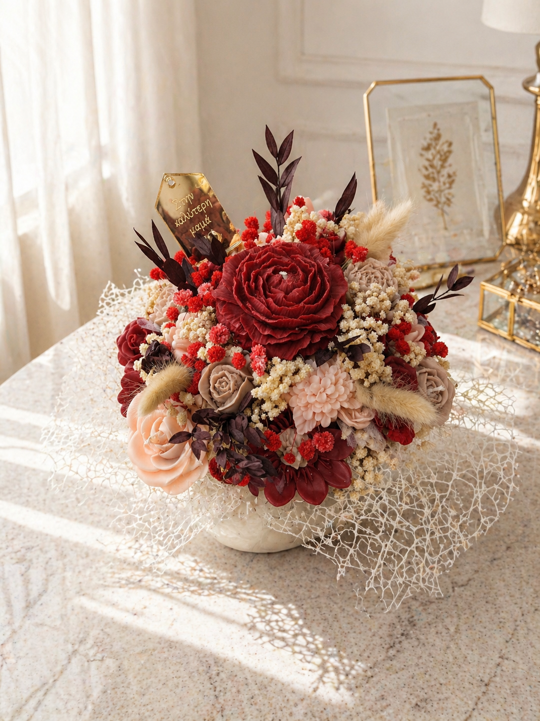 Ανθοδέσμη Κεριών “Red Ivory Harmony Pot”